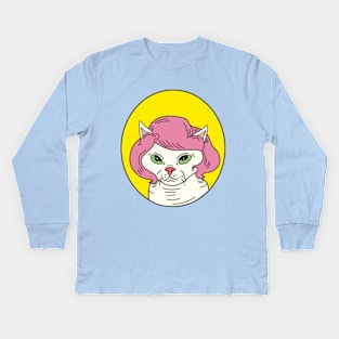 Cat with wig, hairless cat with wig Kids Long Sleeve T-Shirt